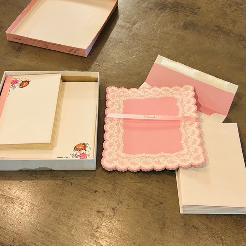 VTG Hallmark 2 Sets* Stationery Marty Links Girl In Box & Pink Embossed Lace - Picture 2 of 13