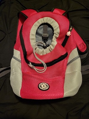 Pet Dog Carrier Backpack Ventilated Mesh Size Small  Gray And Pink Never Used