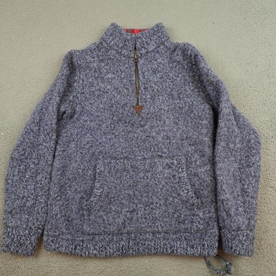 L.L.Bean Sweater Mens Medium Tall Blue Lambswool 1/4 Zip Mock Neck Pullover