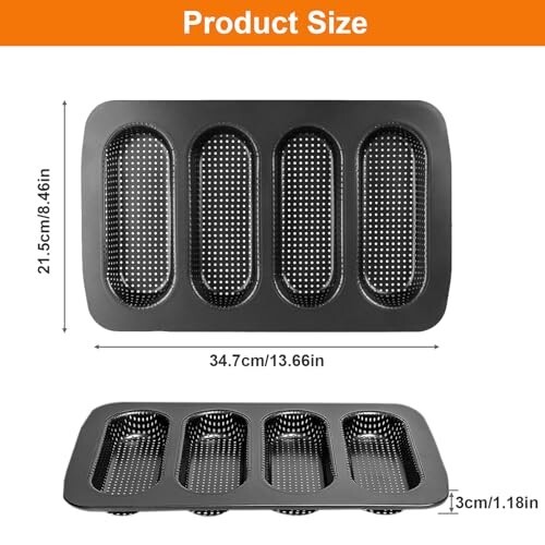 Carbon Steel Non-Stick Baguette Pan Mold Mini Baguette Sandwich Baking Tray - Picture 2 of 9