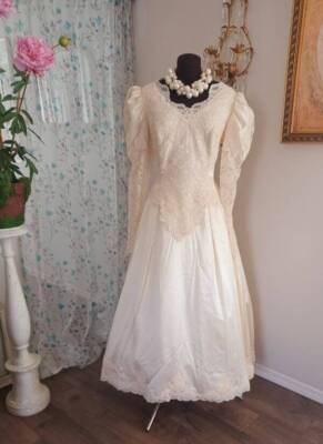 The Most Beautiful Vintage Wedding Dress Edwardian EXQUISITE Silk Embroidery M-L