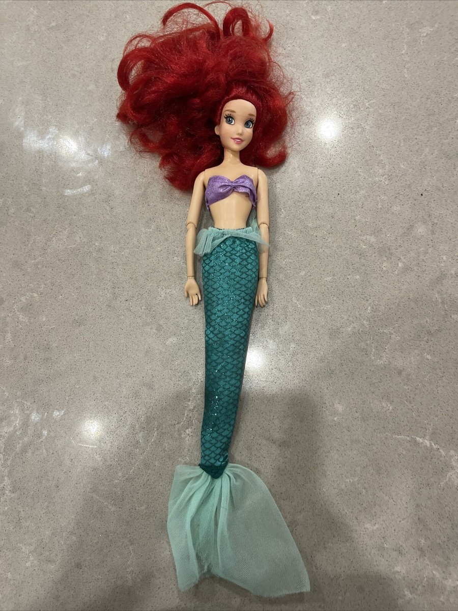 Disney Store Classic 12” Ariel The Little Mermaid Doll Mesh Tail