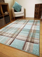 Modern Rugs Tartan Design Colourful Silky Soft Good Quality Floor Area Mats UK