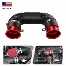 New 76mm 3inch Car Cold Air Intake Inlet Pipe Flexible Duct Tube Hose Kit Red