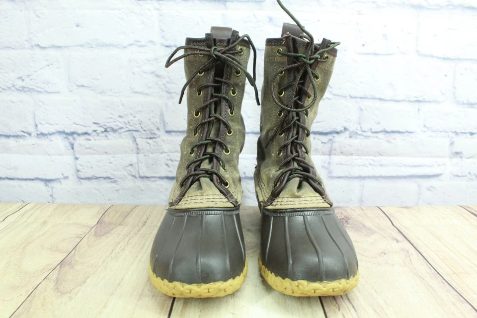 Zapato de caza LL Bean para mujer 10" firma lona encerada Maine caña de acero 7 M Foto 3 de 4