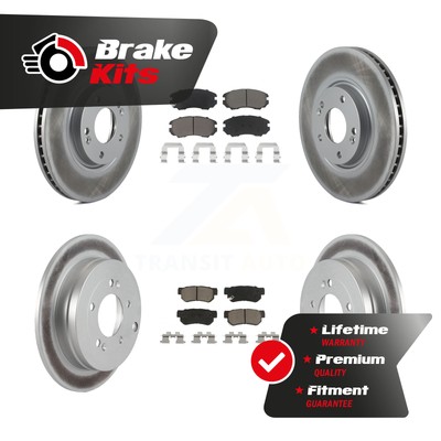 Front Rear Coated Disc Brake Rotor & Ceramic Pad Kit For 2006-2009 Hyundai Azera