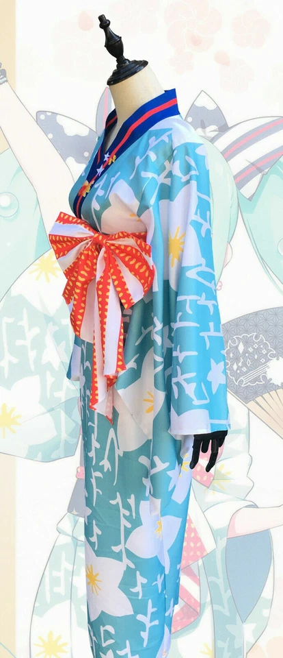 Japanese Traditional Summer Festival Yukata Kimono Costume For Halloween Cosplay - Image 2 of 4
