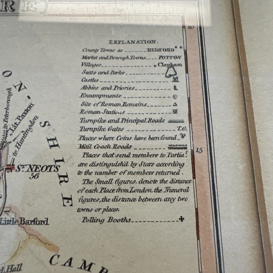 Mapa de Bedfordshire Inglaterra vintage Foto 4 de 4