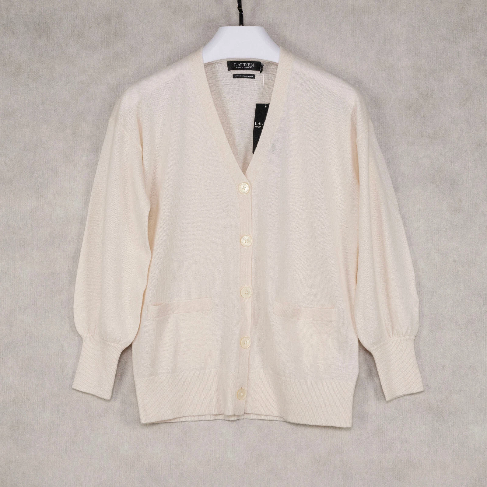 Lauren Ralph Lauren Umatilla Cashmere Cardigan Sweater Winter Cream Size XS 3802