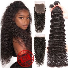 3BUNDLES 300G THICK Weft Brazilian Virgin Human Hair Extensions Curly Deep Wave