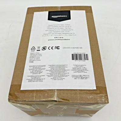 New! Amazon Basics 6 ft DisplayPort to DVI Cable 10-Pack Sealed in Box