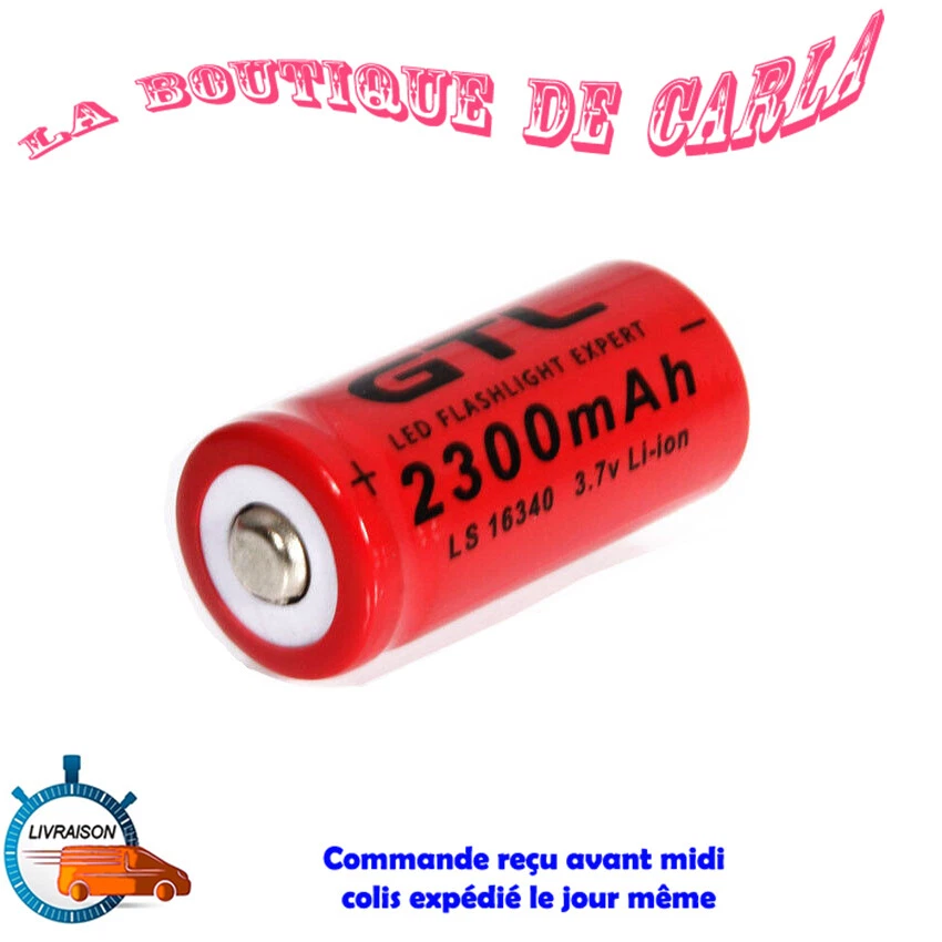 Pile ACCU Batterie Rechargeable Cr123A li-ion 16340 3.7V 2800 mAh  CIGARETTE LED - Photo 1/1