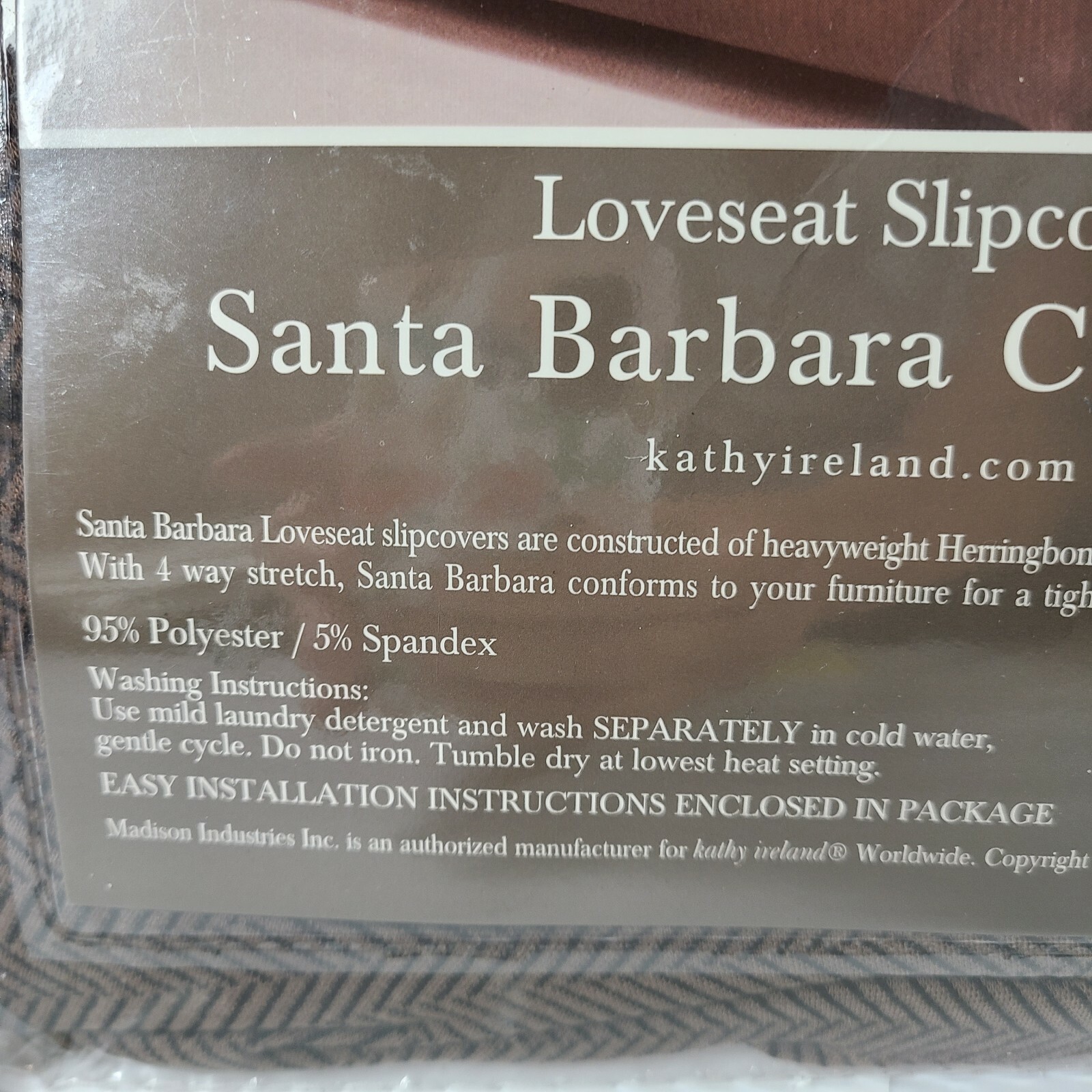 Kathy Ireland Santa Barbara Loveseat Cover Stretch Slipcover Brown