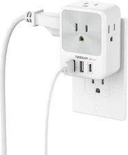 Surge Protector Wall Outlet Extender with 4AC/3 USB Plug Charger for Home Office
