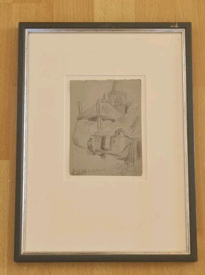 Skizze, Zeichnung Ernst van Briel, signiert und datiert Juli 22 (1922), gerahmt