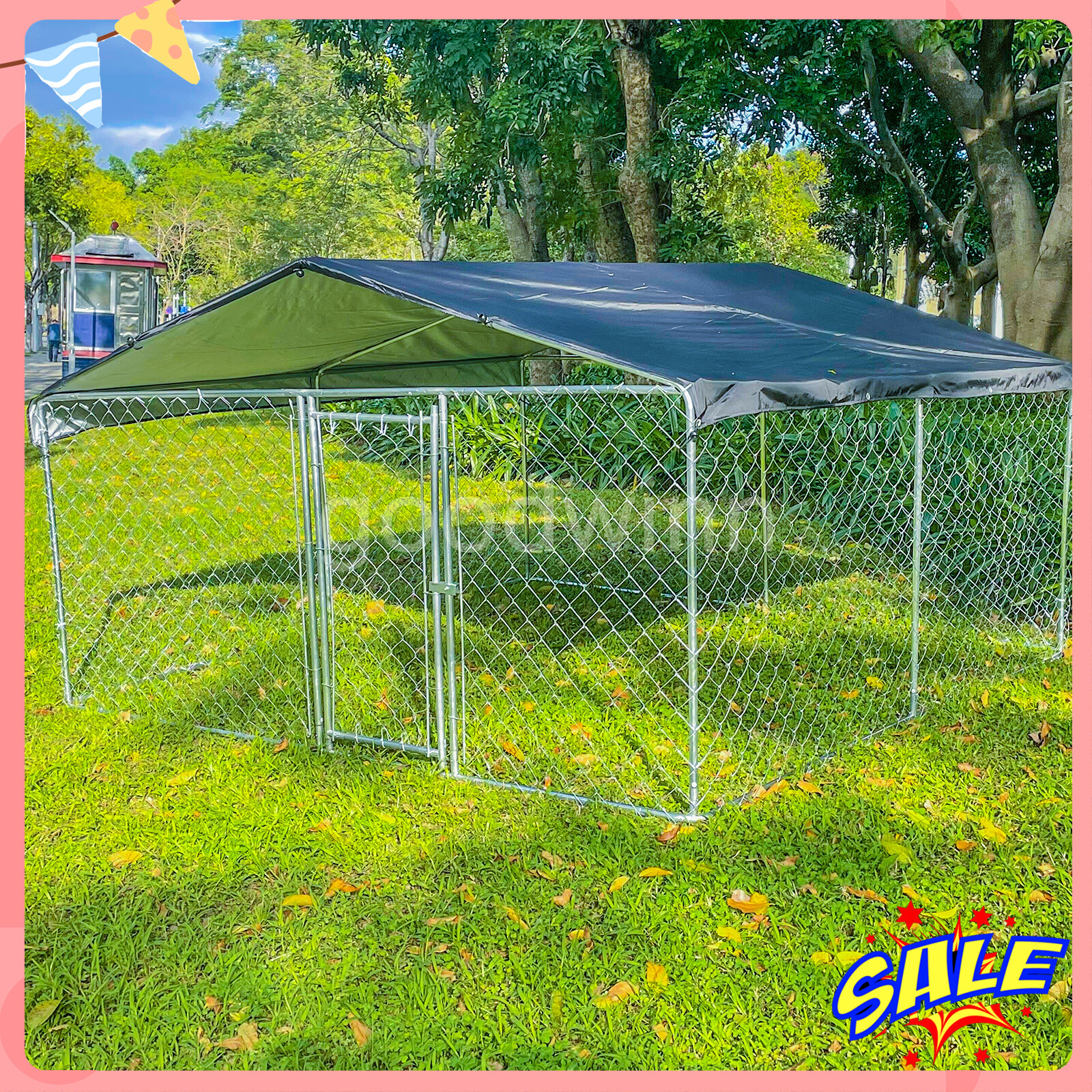 Large Outdoor Pet Dog Run House Kennel Shade Cage Enclosure with Cover