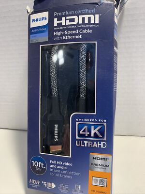 Philips Audio Video Premium Certified HDMI High Speed Cable Ethernet . Open Box