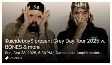 Concert Tickets $uicideboy$ ROW 11 SEAT 18 & 19 SEC 202