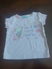 Toddler Girls" Big Sister" Cotton Short Sleeve Shirt Pink 3T