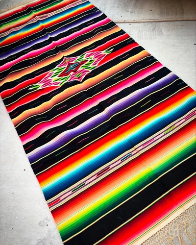 Antique Vintage Wool Mexican Saltillo Serape Blanket - Picture 1 of 6