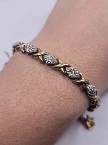 Pulsera Ross Simons GP 925 Plata de Ley XO Enlazada Tono Dorado