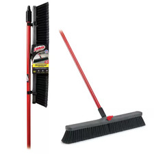 24 In. High Power Smooth Surface Push Broom with 60 In. Steel Handle