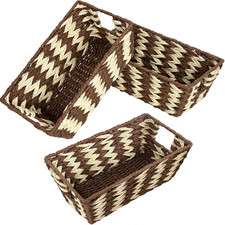 Paper Rope Storage Baskets for Shelves Organizing, Small Hand Woven Wicker Organ