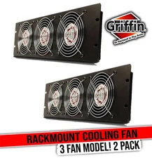 Rackmount Cooling Fan (2 Pack Bundle) | 3U Triple Recording Studio Exhaust Fans