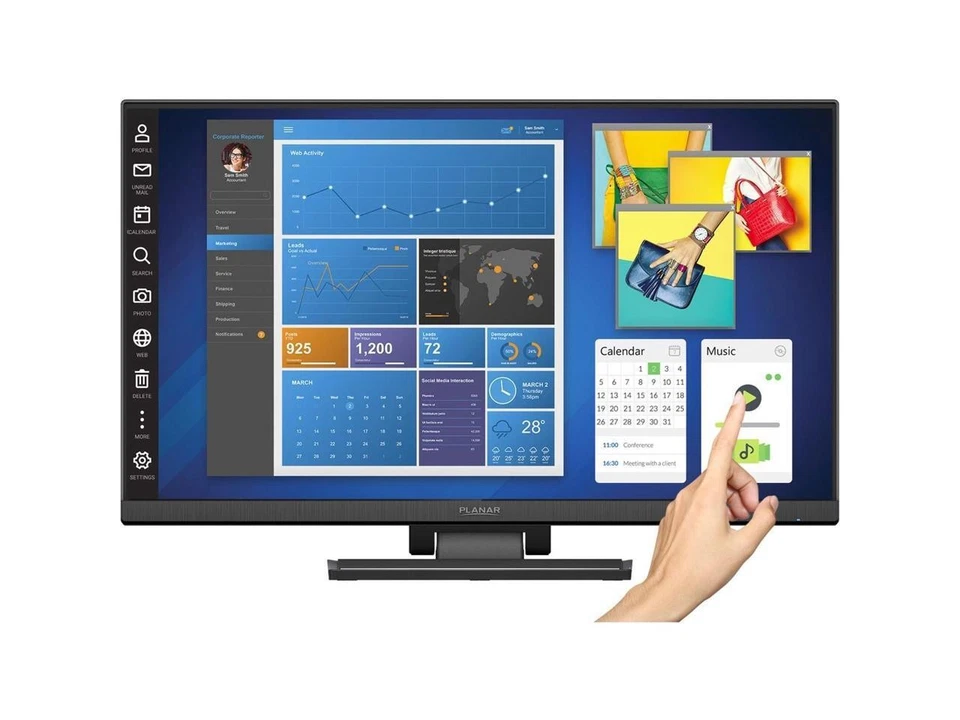 Planar Helium PCT2435 24" Full HD 1920x1080 USB VGA HDMI Built-in Speakers - Image 2 of 4