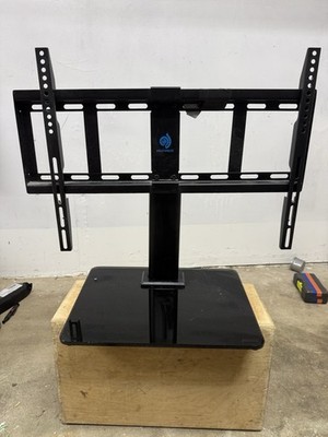 HUANUO Table Top TV Stand Black Glass Base with Mount Bracket