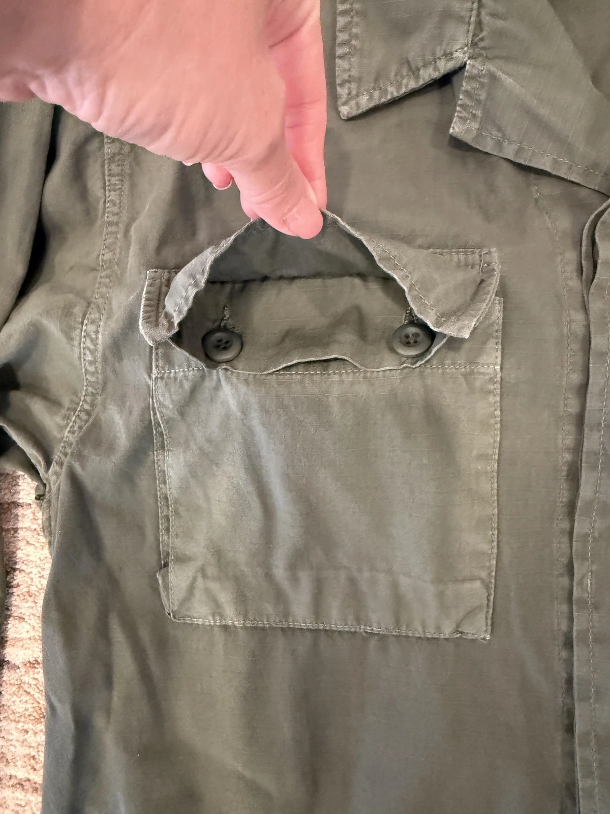 Tellason Jacket Mens Medium Green Cotton Military Field Utility Made In Italy image 13