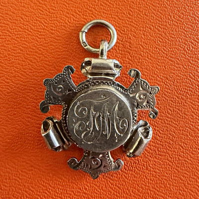 Antique Sterling Silver W.H.H. Birmingham Watch Fob Medal Monogram JM