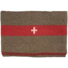 MFH CH Wool Blanket Military Swiss Army Cover Throw Brown
