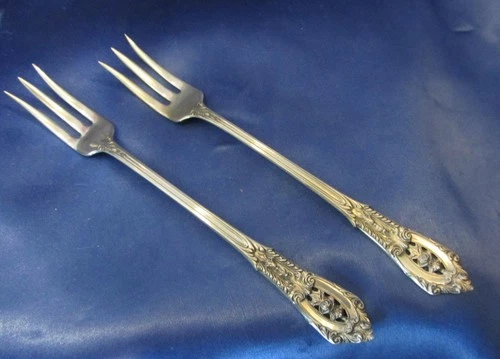 Wallace Rose Point Sterling Cocktail Forks - 2 Pieces - No Monogram