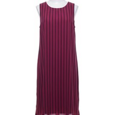 Banana Republic Dress Size S Red Black Striped Sheer Sleeveless Knee Length