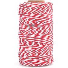 Red and White Twine 2MM Cotton Bakers String 328 Feet Holiday Crafts String Gift