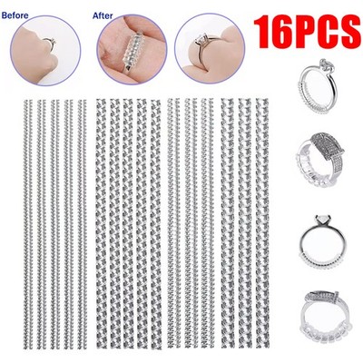 16Pcs Clear Ring Sizer Jewelry Ring Size Adjuster Invisible Fit Reducer Guard US
