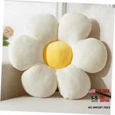 Flower Pillow, Cute Daisy Decorative Throw Pillow Cushion 15.75in White-a