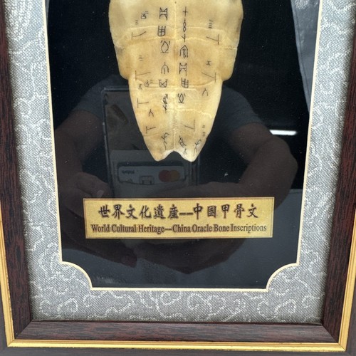 Chinese Oracle Bone Inscription Replica Yin-Shang Dynasty Framed and Boxed - Picture 3 of 5