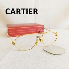 Occhiali da sole vintage Cartier Eyewear Vendome Santos fiamma oro due ponti usati