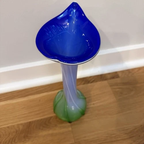 Vintage Murano Tulip Hand Blown Glass Vase Jack In The Pulpit MCM 1950s 11 1/2”