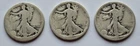 Lot of 3 Walking Liberty Half Dollars 90% Silver No Complete Dates