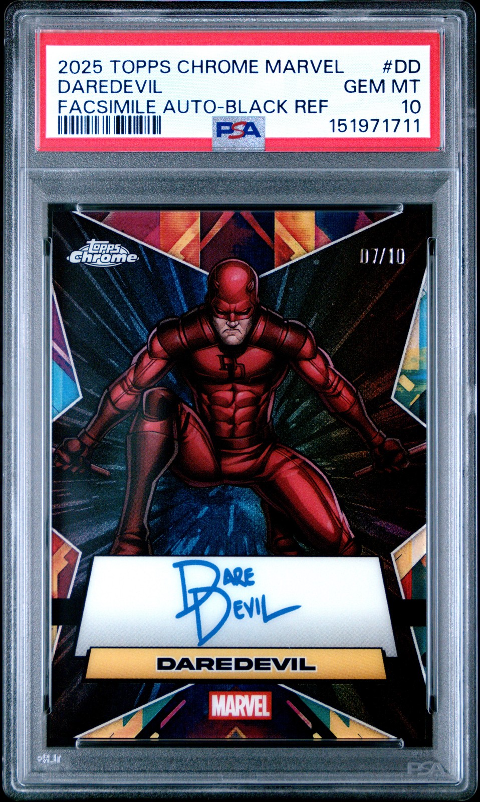 Daredevil 2025 Topps Chrome Marvel Comics Facsimile Auto Black 07/10 PSA 10 [5hk