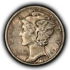 1919 10c Mercury Silver Dime - Original Toning - AU/UNC - SKU-Y6783