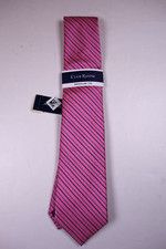 CLUB ROOM Pink w/ Blue Stripes Classic Width Neck Tie NEW