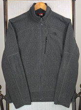 NORTH FACE Mens Size Large Full Zip Textured Fleece Jacket Gray Long Sleeve