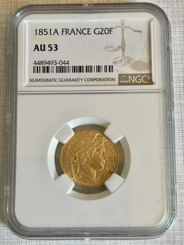 France 1851-A 20 Franc Gold NGC AU53 SKU# 6981