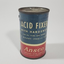 Ansco Acid Fixer w/ Hardener Sealed Can NOS Key Vintage Darkroom Photography