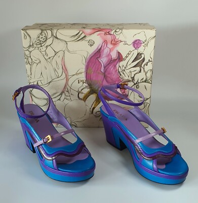 Prada Spring Summer 2008 Leather Purple Blue Fairy Sandals Heels