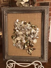 vintage jewelry art Floral Collage framed